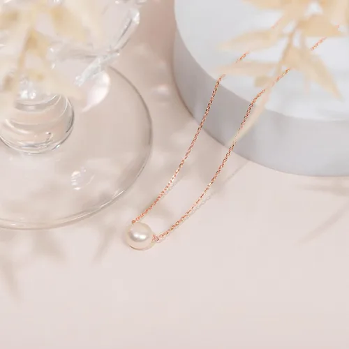 Miniatura 3 de PAVOI Collar de perlas individuales cultivadas en agua dulce AAA+ seleccionadas a mano Collares de oro para mujer, Perla
