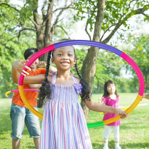 Miniatura 7 de Chivao Paquete de 8 aros desmontables de color, anillo de ejercicio de cintura de plástico, tamaño ajustable, de plástico, suministros de fiesta