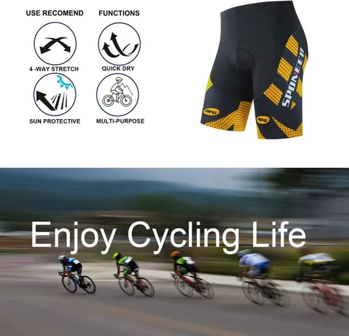 Miniatura 4 de sponeed Pantalones cortos de ciclismo acolchados para hombre, pantalones de montar en bicicleta, ropa de ciclismo, ropa de bicicleta, mallas