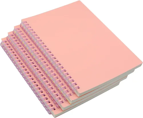 Miniatura 9 de Yansanido Cuaderno en espiral, 4 piezas de 21 cm x 15 cm, A5, de plástico grueso morado, con tapas duras, 80 hojas - 160 páginas con líneas de 8 mm
