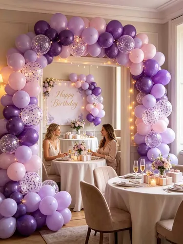 Miniatura 7 de Globos morados, 60 globos de látex de color morado claro y perla metálica, globos de confeti para cumpleaños, baby shower, despedida de soltera