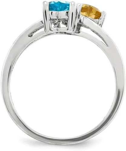 Miniatura 2 de Anillo de compromiso de plata de ley 925 maciza de la más alta calidad con piedra natal simulada de diciembre, topacio simulado azul y amarillo