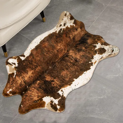 Miniatura 2 de MACEVIA - Alfombra de piel de vaca sintética con bonito estampado de vaca, alfombra con estampado de animales para decoración occidental, Estampado