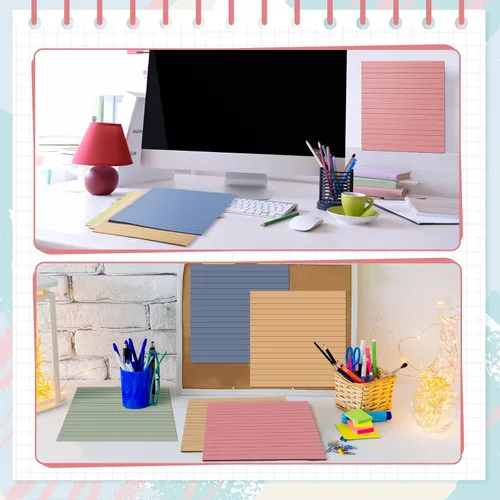 Miniatura 4 de Qeeenar 8 blocs de notas adhesivas grandes 11 x 11 pulgadas con líneas, notas adhesivas jumbo de gran tamaño para pared, memo cuadrado de gran