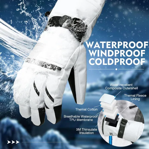 Miniatura 3 de ZENUTA Waterproof Winter Gloves Men, Windproof Snow Ski Gloves, Breathable Warm Thermal Gloves for Women, 5-Finger Touchscreen Gloves for Driving
