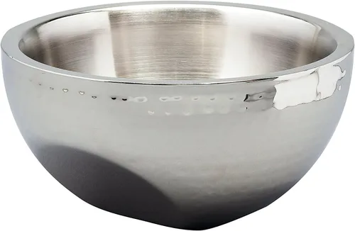 Miniatura 5 de Elegance Hammered - Cuenco para servir de doble ángulo de acero inoxidable de 6 pulgadas, color plateado