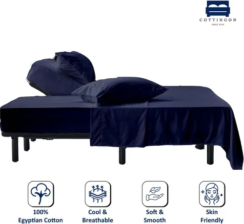 Miniatura 2 de Juego de sábanas de 4 piezas de Cottingon con cabeza flexible tamaño King, sábans superiores de 34 pulgadas divididas para camas ajustables Sleep
