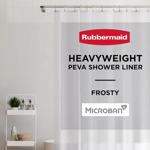 Miniatura 13 de Rubbermaid Forro de cortina de ducha transparente, forro de ducha de PEVA resistente al agua para baño, con imanes y ojales gris carbón inoxidables
