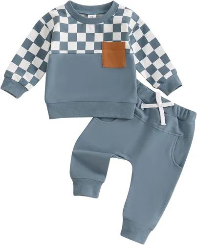 Miniatura 71 de Conjunto de sudadera de manga larga con cuello redondo y pantalones deportivos para bebés, ropa de invierno para bebé