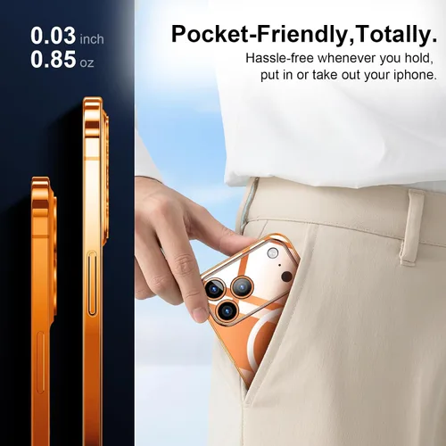 Miniatura 6 de Funda magnética delgada diseñada para iPhone 17 Pro Max [Compatible con MagSafe], funda con acabado fino, de piel, con respaldo duro