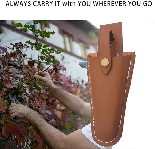 Miniatura 5 de Paquete de 2 alicates de cuero para cinturón, cinturón de jardinería con soporte para podadoras, funda de cuero para herramientas para tijeras
