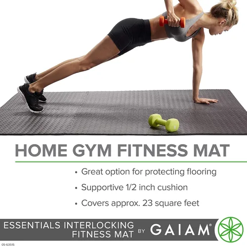 Miniatura 4 de Gaiam Essentials Tapete de ejercicio entrelazado, azulejos cuadrados de espuma de rompecabezas para gimnasio en casa, tapete de entrenamiento