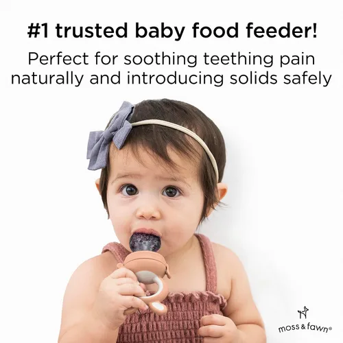 Miniatura 6 de Moss and Fawn Alimentador de Exploración – Paleta de leche materna congelada de silicona calmante y juguete de dentición de alimentos para bebés