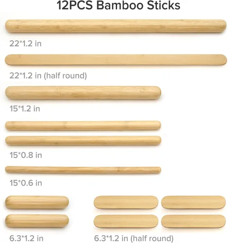 Miniatura 2 de Juego de palos de masaje de bambú con bolsa de transporte - 7 piezas de bambú Guasha Tools