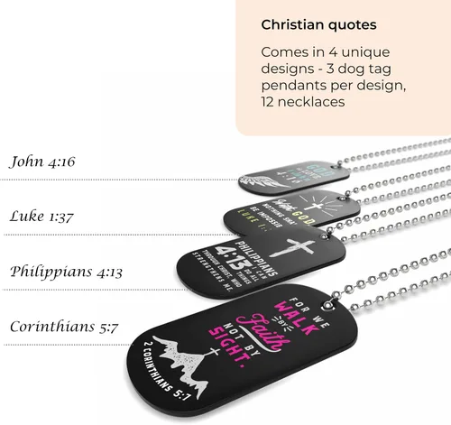 Miniatura 2 de Inkstone Collares para perros (paquete de 12) Versículos de la Biblia 2 Corintios 57, Lucas 137 y 1 Juan 416 pulgadas Recuerdos de fiesta