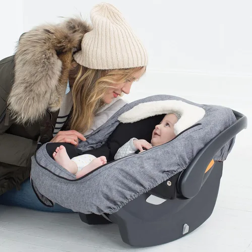 Miniatura 5 de Saco con abrigo y capucha Skip Hop & Go, cubierta para asiento de auto, accesorio de ajuste universal, gris oscuro, para bebé y niño pequeño Gris