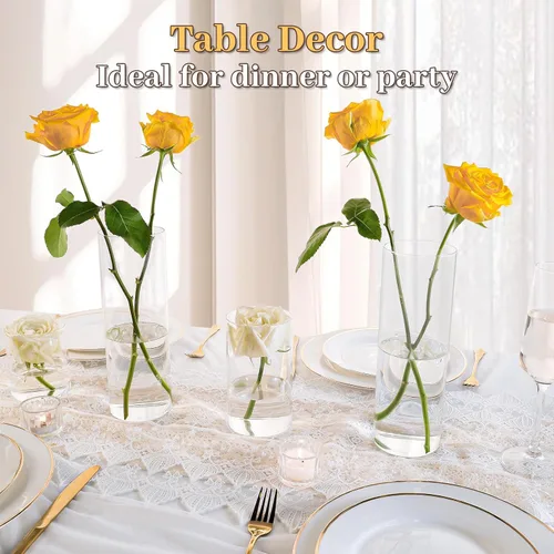 Miniatura 2 de UPBUD 12 piezas de jarrones cilíndricos de vidrio para centros de mesa Jarrón de flores alto de 10 pulgadas para decoraciones de boda, portavelas