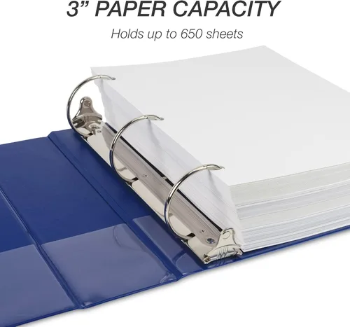 Miniatura 159 de Samsill - Carpeta duradera de 5 pulgadas, fabricada en los Estados Unidos, con anillos en D, transparente y personalizable, color blanco