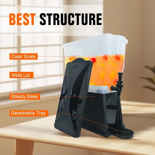 Miniatura 5 de Hakka - Dispensador de bebidas de 3 galones, dispensador de agua de bebidas de jugo comercial para fiestas, tanque de 11 litros con espita