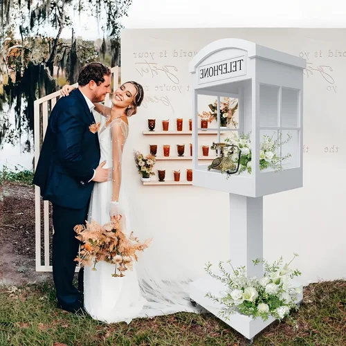 Miniatura 3 de Telephone Booth Audio Guest Book White Phone Booth Stand Wedding Telephone Booth Box Perfect for Video Message Recording Wedding Party Ceremony