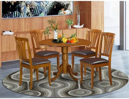 Miniatura 2 de East West Furniture DLAV5-SBR-LC - Juego de mesa de comedor de 5 piezas, incluye una mesa de cocina redonda con gotas y 4 sillas de comedor Marrón