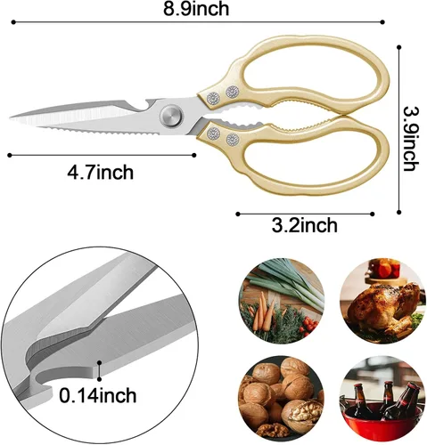 Miniatura 3 de CGBE Tijeras de cocina multiusos, resistentes, ultra afiladas, de acero inoxidable, aptas para lavavajillas, tijeras de cocina para pollo, aves