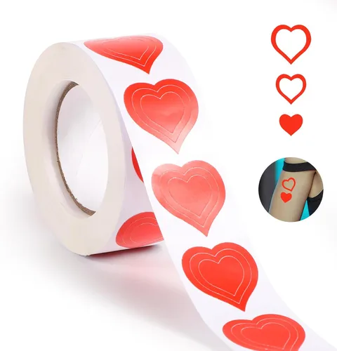 TOYMIS 500 calcomanías de bronceado en forma de corazón rojo, papel, corazón, estilo romántico, uso al aire libre, resistentes a la decoloración
