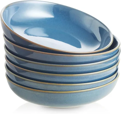 Miniatura 14 de Selamica Tazones de cerámica para pasta de 7.8 pulgadas, cuencos grandes de porcelana de 26 onzas, aptos para lavavajillas y microondas, juego de 6