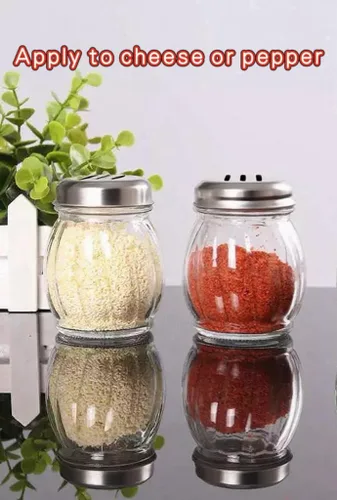 Miniatura 6 de TOPKITCHEN - Coctelera de queso con remolino de vidrio de 6 onzas, pimentero rojo triturado con tapa ranurada de acero inoxidable