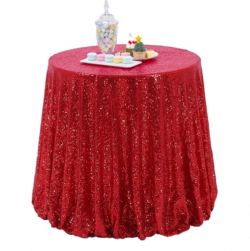 Miniatura 43 de Mantel de lentejuelas color azul bebé de 120 pulgadas redondo con purpurina, secuencia metálica, para fiesta de cumpleaños, baby shower, boda