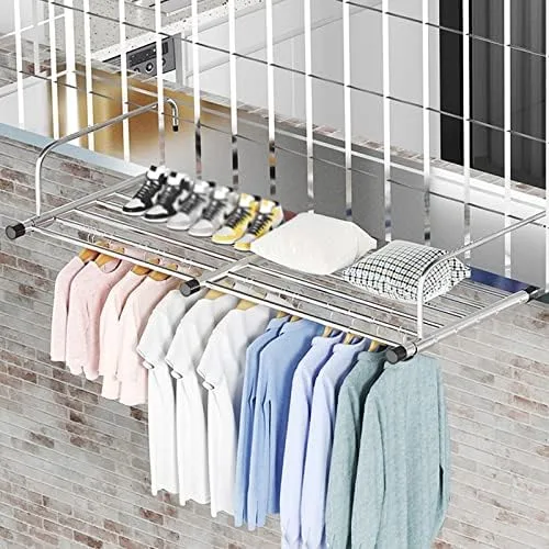Miniatura 3 de Stainless Steel Portable Clothes Drying Rack, Retractable Laundry Rack for Balcony & Windowsill, Folding Towel Rack, Indoor/Outdoor Use