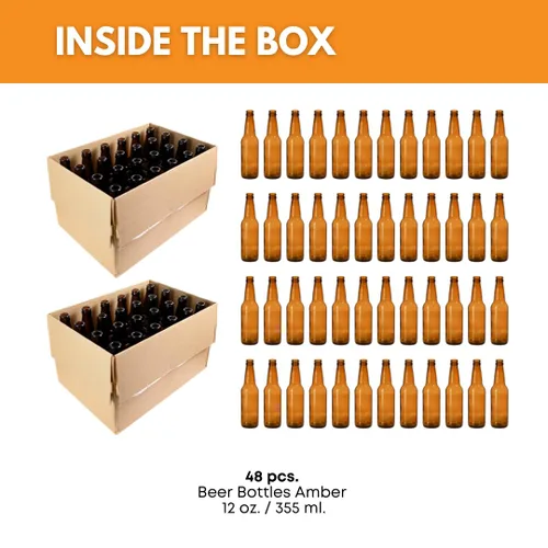 Miniatura 2 de Botellas de cerveza FastRack ámbar de 12 oz (paquete de 48) Botellas de vidrio cuello largo con tapa de presión para elaboración casera