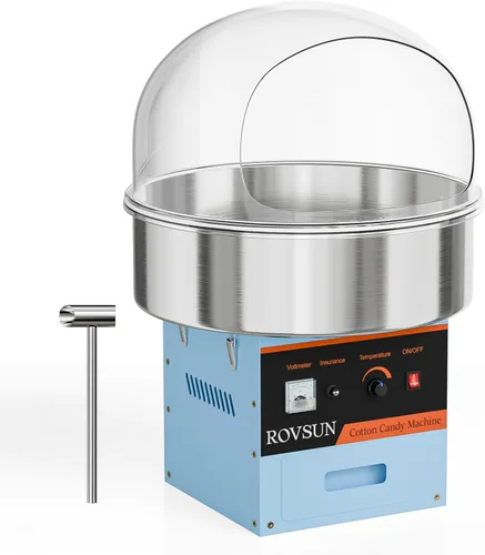 Miniatura 11 de ROVSUN Máquina comercial de algodón de azúcar de 21 pulgadas, máquina eléctrica de algodón con cuenco de acero inoxidable, cuchara de azúcar y cajón