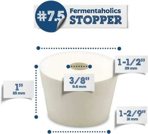 Miniatura 2 de Tapones de goma TPE de fermentación – Tapones perforados para esclusas (#7.5 Tapón perforado, paquete de 4)
