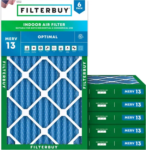 Miniatura 13 de Filterbuy Filtro de aire MERV 13 de 8 x 14 x 1 pulgadas para defensa óptima contra el humo y la alergia (paquete de 6), repuesto de filtros