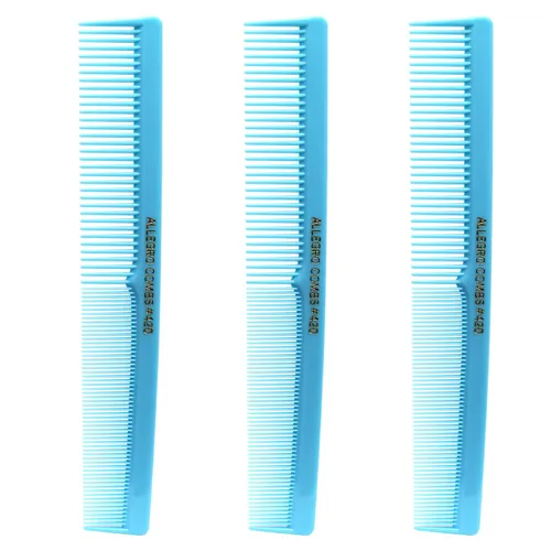 Allegro Combs Peines de corte para peluqueros 420, peine para barba, bigote, para hombres, mujeres, niños pequeños, trenzados, separación del Azul