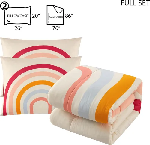 Miniatura 3 de Heritage Kids Easy Wash - Juego de edredón de microfibra ultra suave y acogedor con edredón y 2 fundas de almohada, diseño moderno de arcoíris