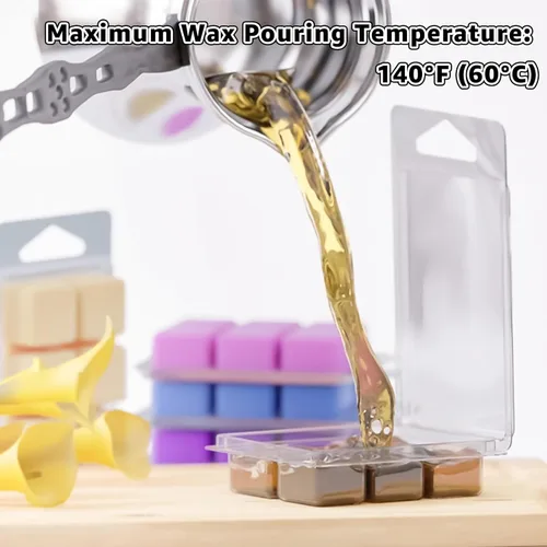 Miniatura 2 de JMIATRY 150 paquetes de recipientes de cera derretida a granel, 6 cavidades, moldes cuadrados de cera de plástico para derretir ceras, ceras