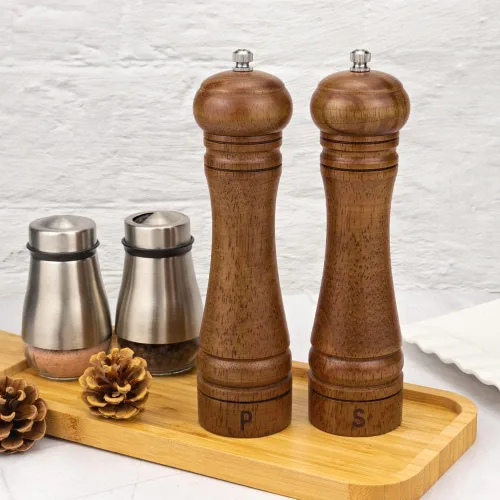 Miniatura 5 de XWXO Juego de Molinillo de Sal y Pimienta de Madera, Juego de Molinillo de Sal y Molinillo de Pimienta, Molinillo de Pimienta, Saleros con Rotor