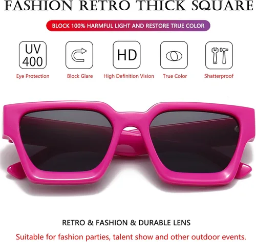 Miniatura 150 de AIEYEZO Gafas de sol cuadradas para mujeres y hombres, gafas de sol cuadradas con montura gruesa, estilo de diseñador simple