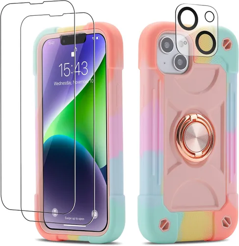 Miniatura 88 de Funda para iPhone Se3/iPhone Se2, iPhone 6/6S, iPhone 7/iPhone 8 de 4.7 pulgadas con soporte de anillo, con 2 protectores de pantalla resistentes