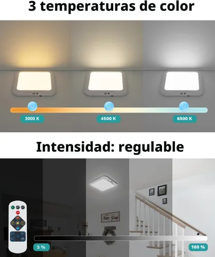 Miniatura 6 de wowatt: lámpara de techo recargable operada por batería, luz de sensor de movimiento para interiores, lámpara de ducha inalámbrica con mando a