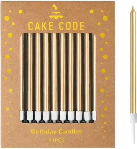 Miniatura 14 de Velas Rosa Oro Larga y Delgada de Cumpleaños, Velas para Pastel, Fiestas de Cumpleaños, Decoraciones de Boda, Velas para Fiestas Oro rosa