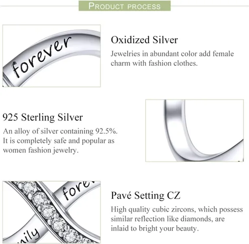 Miniatura 34 de Abalorios de plata de ley para pulseras, collares, familia para siempre, circonita cúbica, regalo de joyería para mujeres