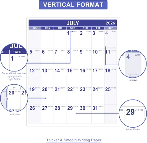 Miniatura 3 de Calendario anual de pared 2026-2027, calendario 2026-2027, julio 2026 - junio 2027, calendario de pared grande 26-27, calendario de 12 meses