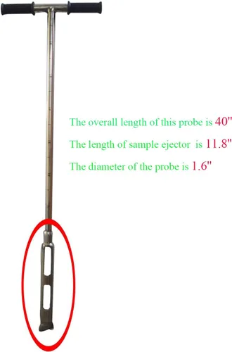 Miniatura 2 de INTBUYING Sonda de prueba de suelo de 40 pulgadas con eyector de muestra de 11.8 pulgadas y pedal de pie y mango de goma de 2 pulgadas de diámetro