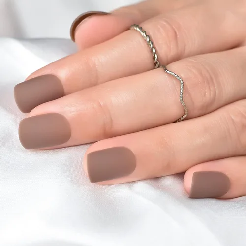 Miniatura 31 de Elevenail - Uñas postizas de longitud media, punta vino rojo, uñas postizas de cobertura total, uñas postizas cortas, uñas falsas, uñas falsas Rojo