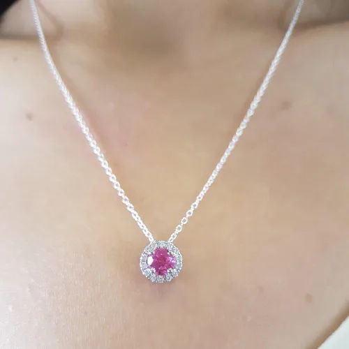 Miniatura 5 de Dazzlingrock Collection - Colgante redondo con halo de diamantes blancos (14 K, 0.217in), oro blanco
