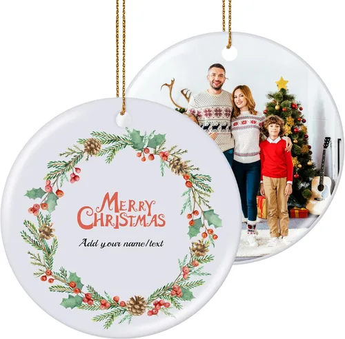 Miniatura 8 de Adornos de Navidad personalizados para la familia 2025, adornos de foto personalizados para el árbol de Navidad, adorno de foto, decoración de árbol