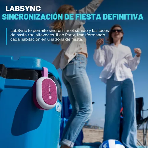 Miniatura 4 de JLab Altavoz Bluetooth Portátil Pop Party, Mulberry, Más de 8 Horas de Reproducción, Impermeabilización IP55, Asa de Bucle Desmontable, Iluminación